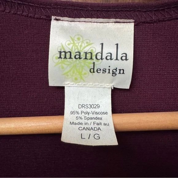 Mandala Designs Burgundy Midi Dress – Size L – Made in Toronto - Picture 6 of 6